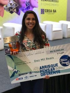 Aluna formada em Engenharia Ambiental ganha premio Arlindo Fragoso de Tecnologia e Inovação